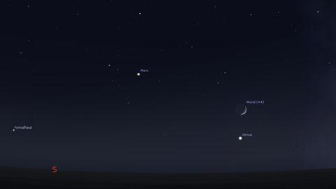 Venus und die Mondsichel heute Abend gegen 18 Uhr