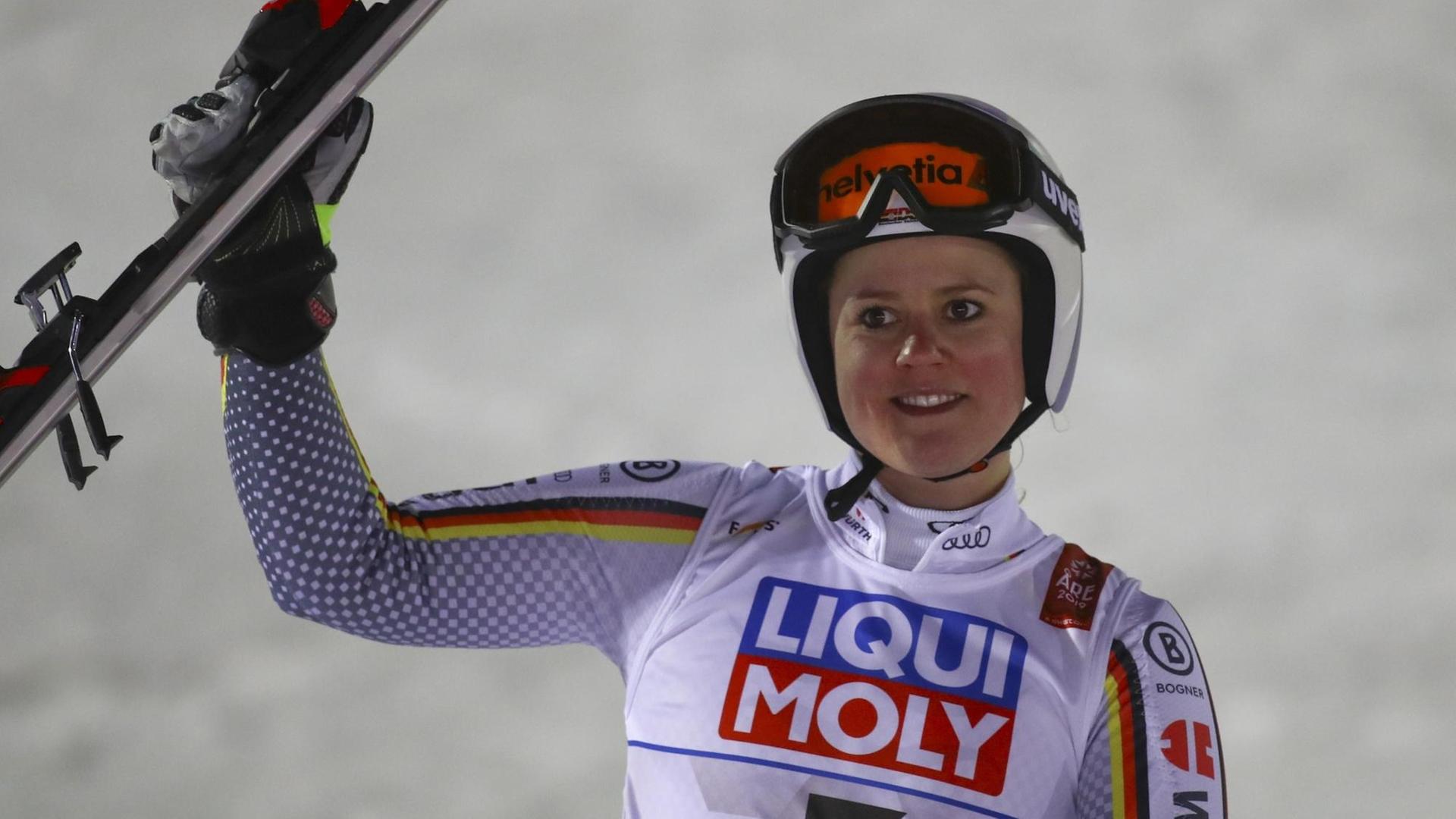 Viktoria Rebensburg gewinnt Silber beim Riesenslalom in Are, Schweden am 14. Februar 2019