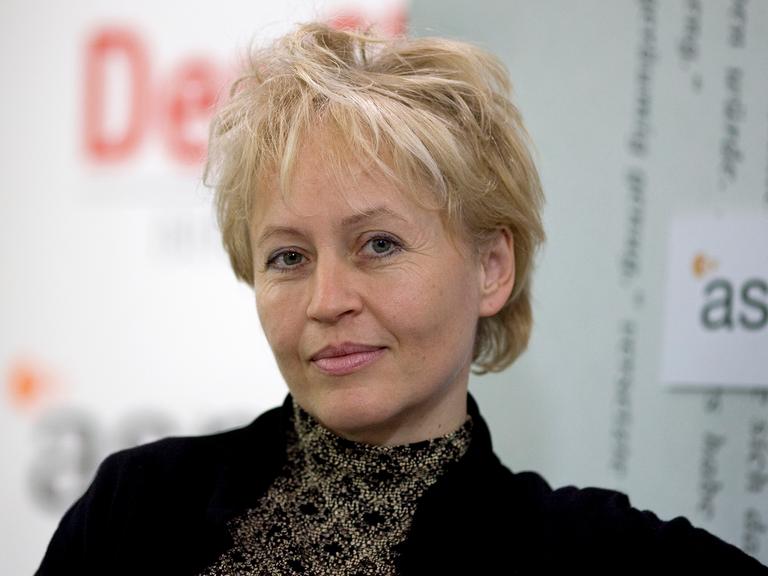 Ulrike Draesner auf dem Blauen Sofa bei der Frankfurter Buchmesse.