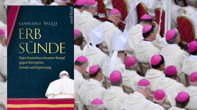 Bischöfe im Vatikan (Hintergrundbild), Buchcover (Vordergrundbild)