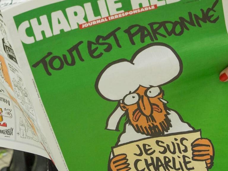 Die erste Ausgabe von "Charlie Hebdo" nach dem Anschlag zeigt eine Karikatur Mohammeds auf dem Titel