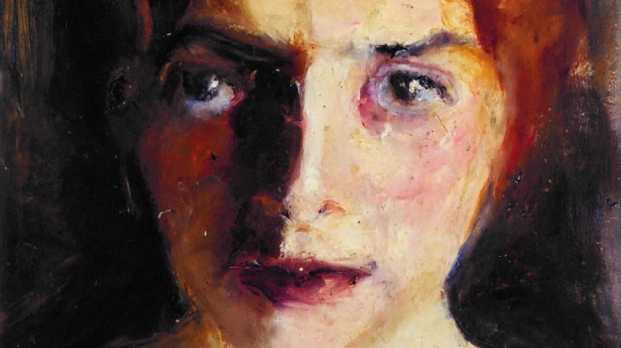 Frontalansicht von Paula Modersohn-Beckers Gesicht in schattigen, erdigen Farbtönen.