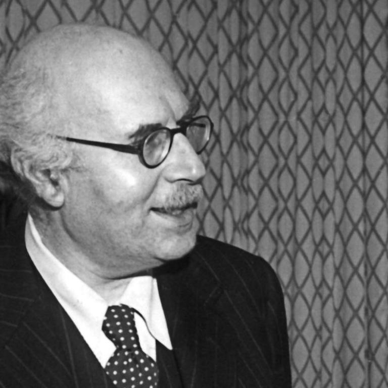 Der Verleger, Schriftsteller und Philanthrop Victor Gollancz (l) stattete am 10.03.1950 Bundespräsident Theodor Heuss (r) einen Besuch ab.