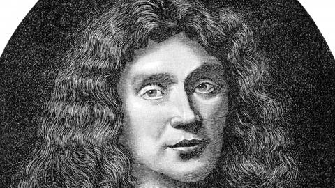 Historischer Druck aus dem 19. Jahrhundert, Portrait von Molière oder Jean-Baptiste Poquelin, 1622 - 1673, ein französischer Schauspieler, Theaterdirektor und Dramatiker