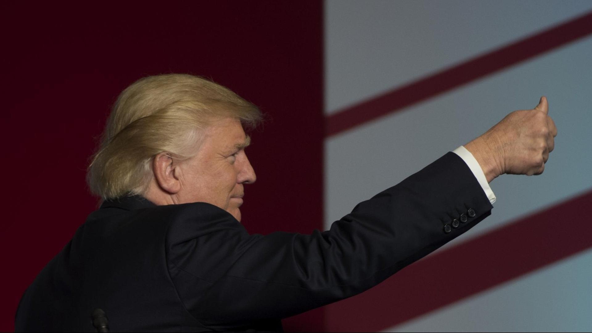 Donald Trump nach einer Rede in Washington DC im Juni 2016.