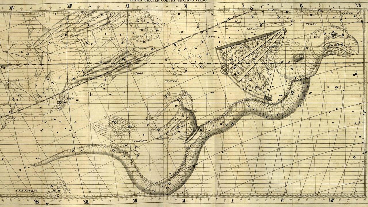 Historische Darstellung des Sternbilds Wasserschlange Historische Darstellung des Sternbilds Wasserschlange
