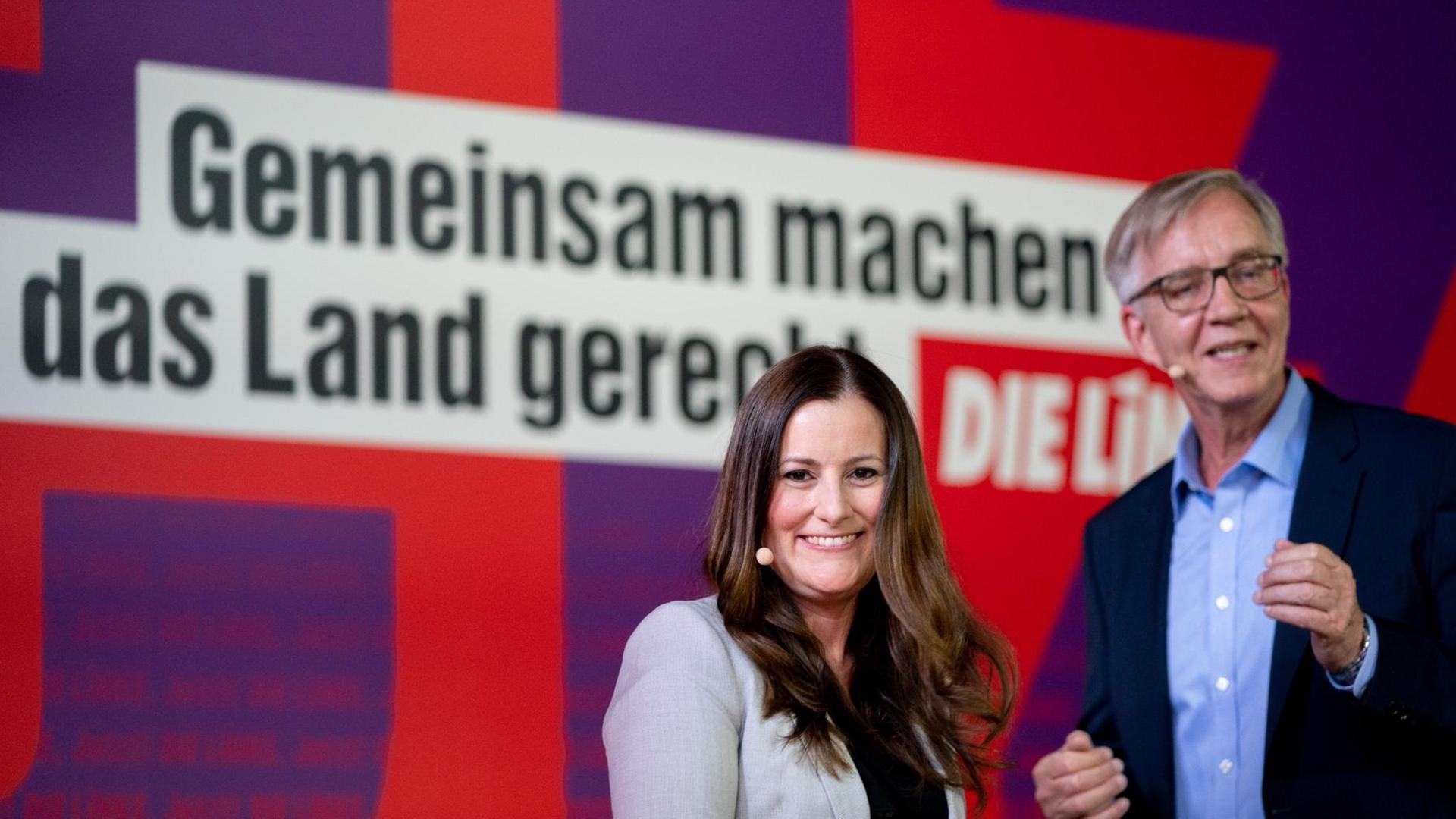 Janine Wissler, Parteivorsitzende der Partei Die Linke, und Dietmar Bartsch, Fraktionsvorsitzender der Partei Die Linke, stellen sich als Spitzenkandidatenduo für die Bundestagswahl vor.