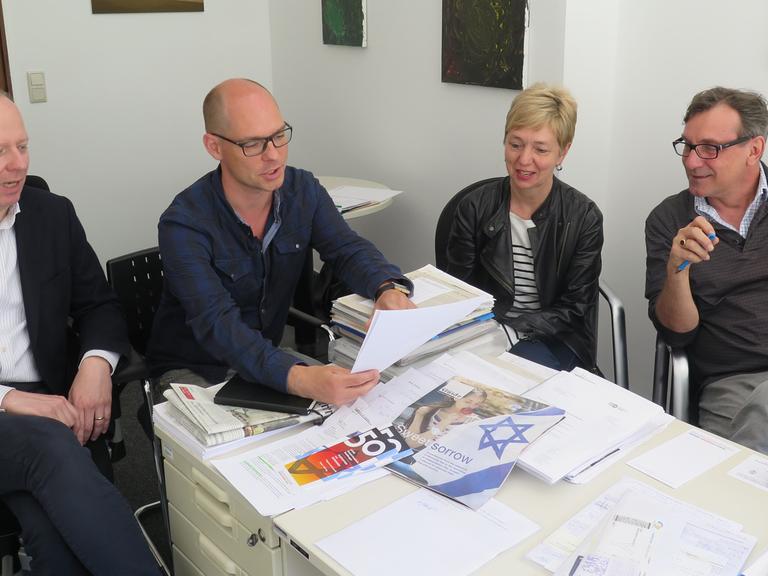 Für Deutschlandradio Kultur in Israel: Sebastian Engelbrecht, Korbinian Frenzel, Sigrid Brinkmann und Hans-Joachim Wiese (von links)