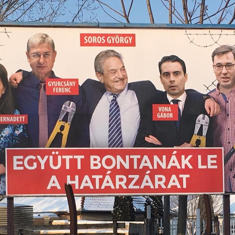 Ein Anti-Soros-Plakat der Regierungspartei Fidesz
