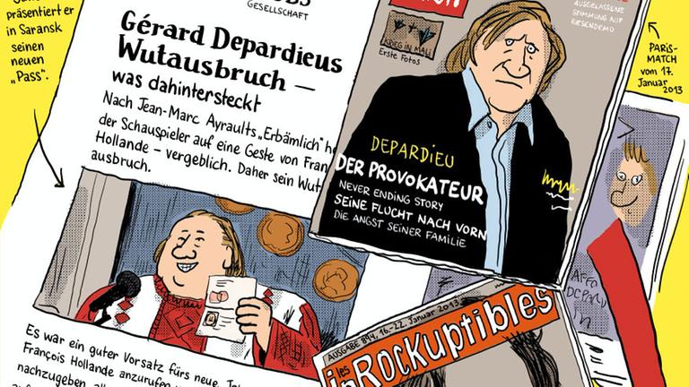 Ausschnitt aus dem Comic "Gérard: Fünf Jahre am Rockzipfel von Depardieu" von Mathieu Sapin