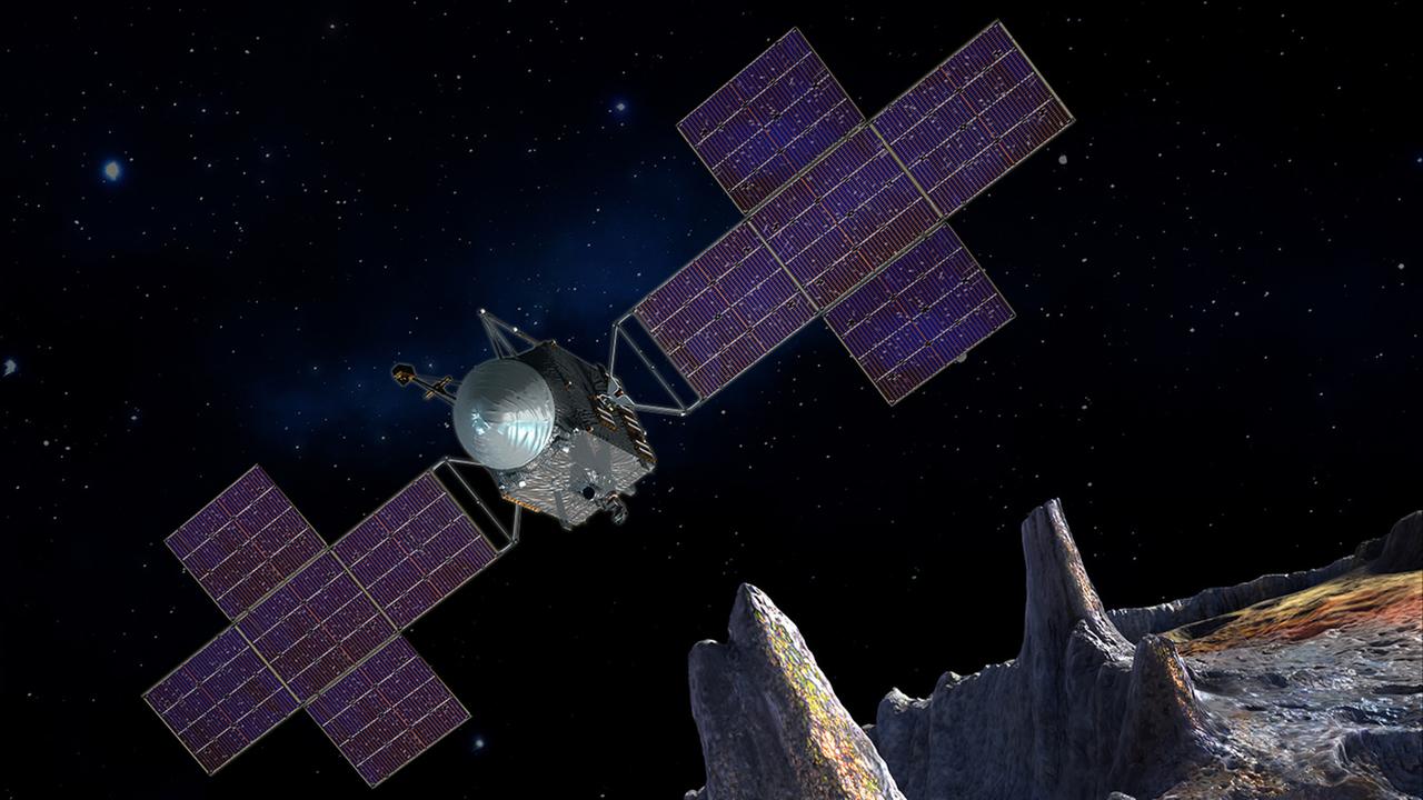 Die NASA-Sonde am Asteroiden Psyche.