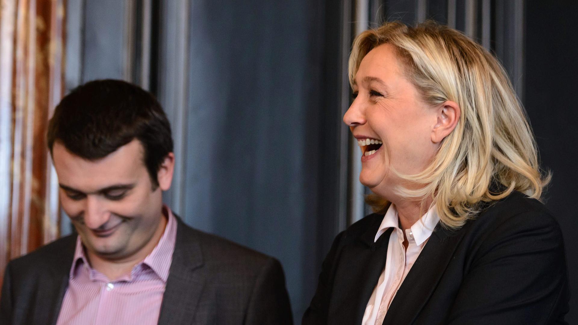Vize-Präsident Florian Philippot und Parteichefin Marine Le Pen des Front National.