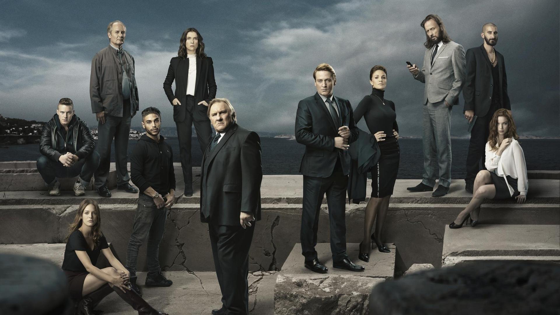 Der Cast der neuen Netflix-Serie "Marseille, unter anderem mit Gérard Depardieu in der Hauptrolle.