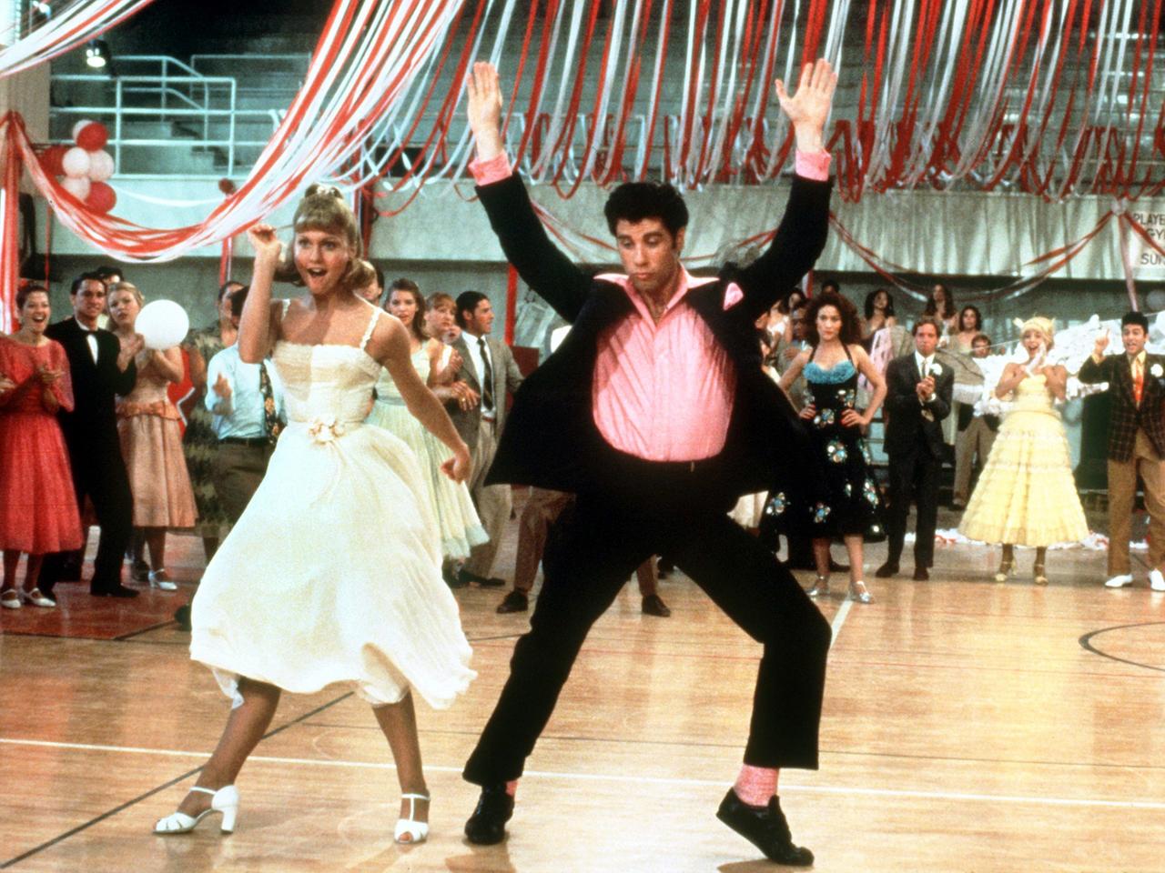 Olivia Newton-John und John Travolta in einer Tanzszene des Highschool-Musicals "Grease" aus dem Jahr 1978.