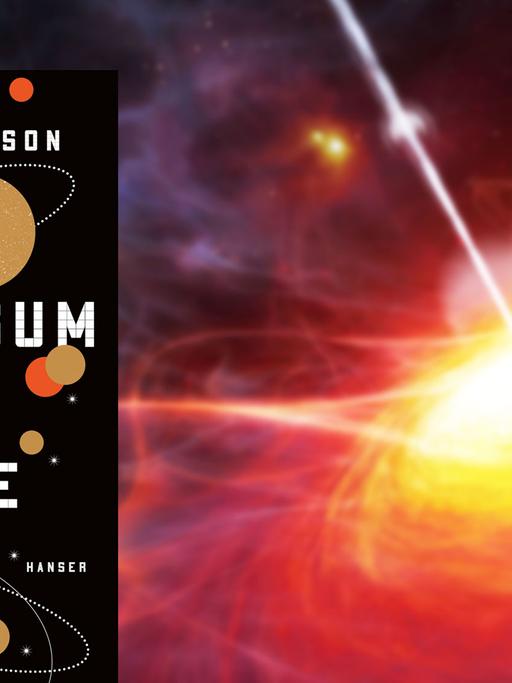 Buchcover "Das Universum für Eilige" von Neil deGrasse Tyson, im Hintergrund die Darstellung eines kosmische Leuchtfeuers