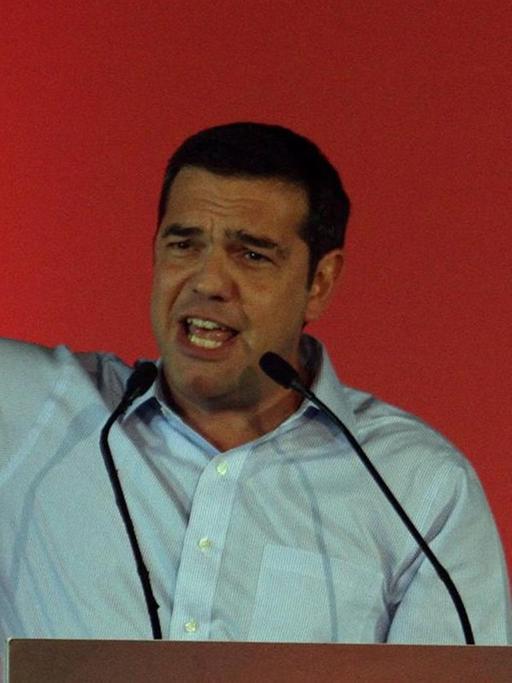 Der ehemalige und vermutlich neue Ministerpäsident Griechenlands: Syriza-Parteichef Tsipras während des Wahlkampfs