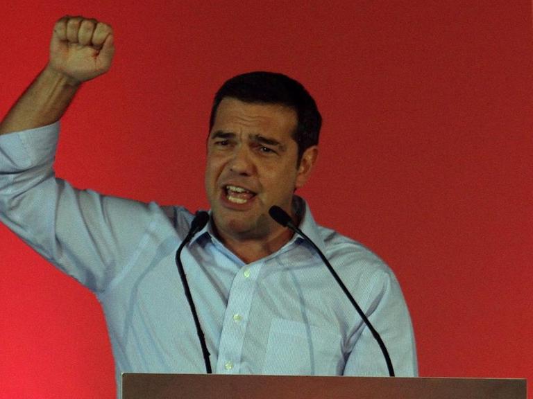 Der ehemalige und vermutlich neue Ministerpäsident Griechenlands: Syriza-Parteichef Tsipras während des Wahlkampfs