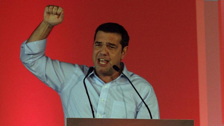 Der ehemalige und vermutlich neue Ministerpäsident Griechenlands: Syriza-Parteichef, Alexis Tsipras, hier beim Wahlkampf in Athen