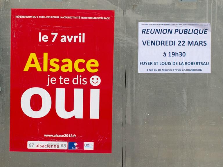 Das Elsass stimmt über eine Fusion seiner Departements mit der Region ab: Wahlplakat der Fusionbefürworte