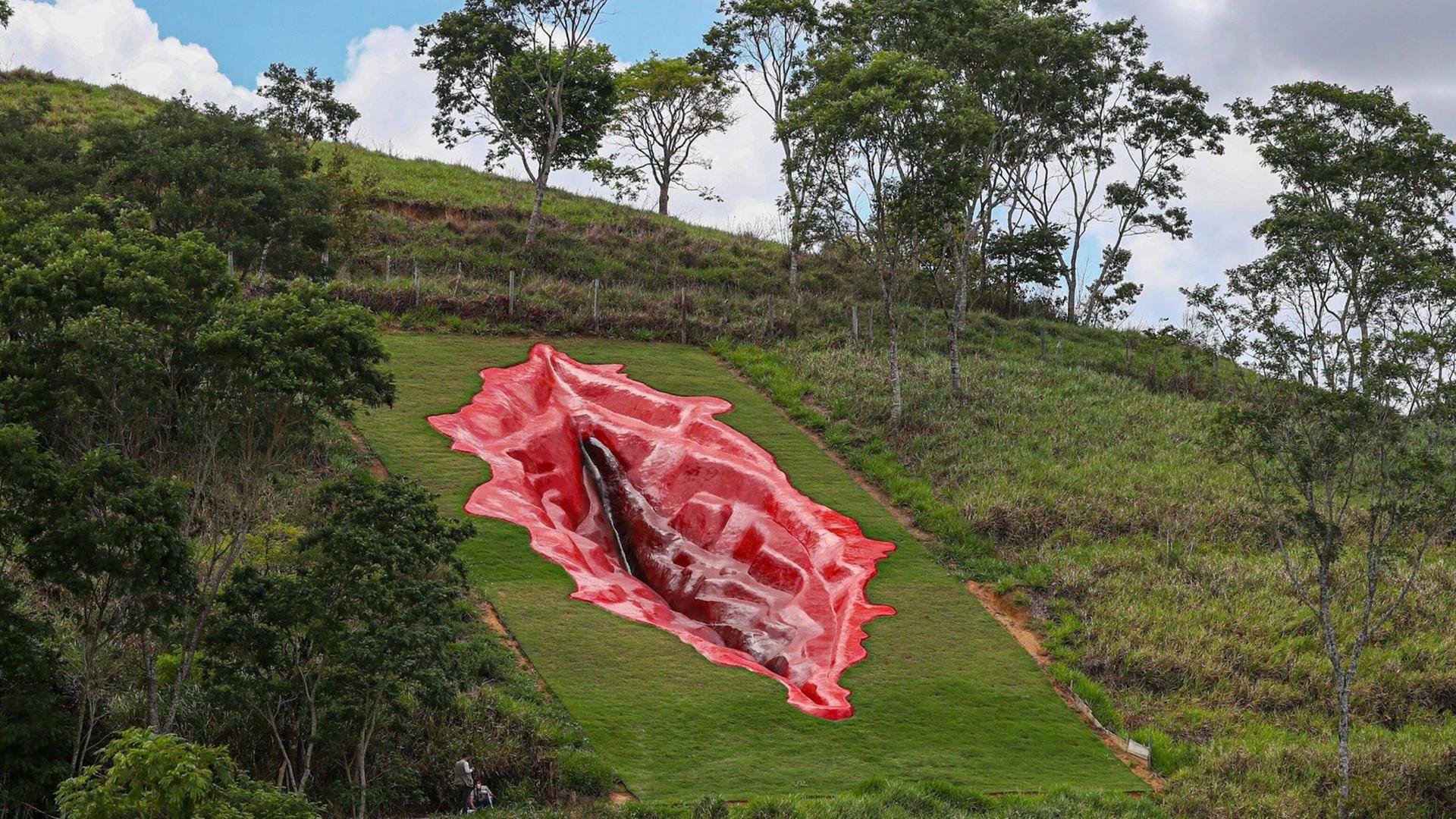 Eine Vulva-Skulptur der Künstlerin Juliana Notari auf einem Hügel in der Pernambuco Region in Brasilien sorgt für heftigen Streit.
