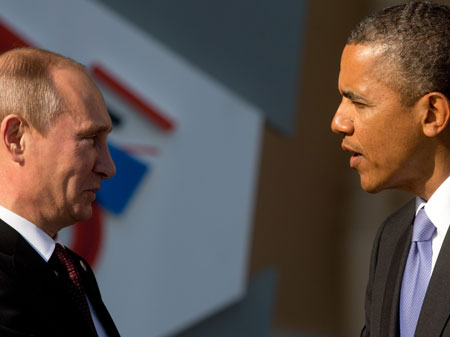 Russlands Präsident Wladimir Putin und sein US-Kollege Barack Obama im Gespräch