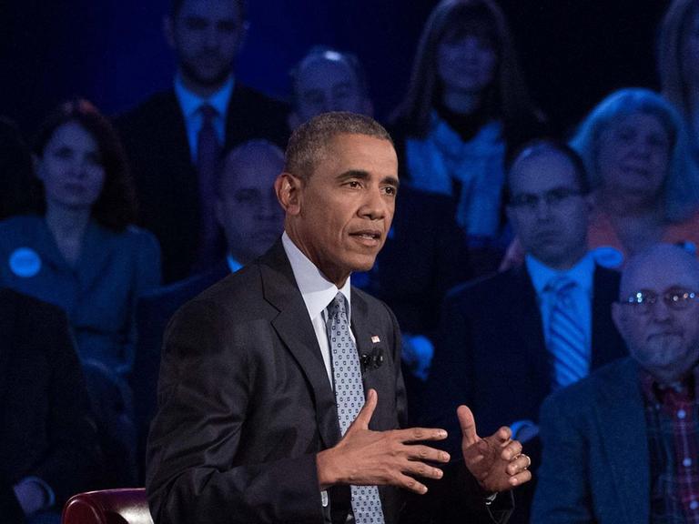 US-Präsident Obama bei einer CNN-Diskussion über seine geplante Waffenreform.