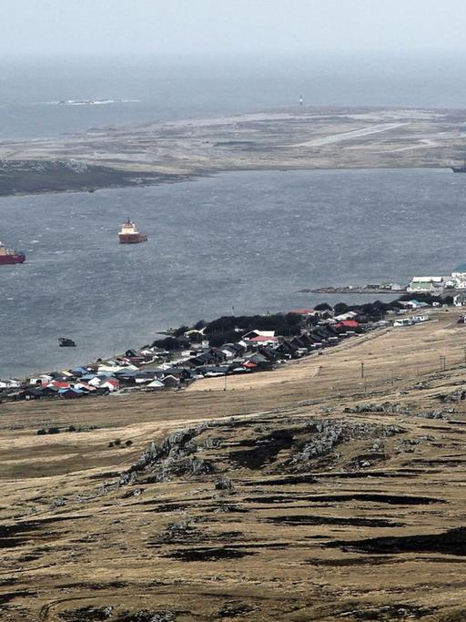 Blick auf Stanley, Hauptstadt der Falklandinseln
