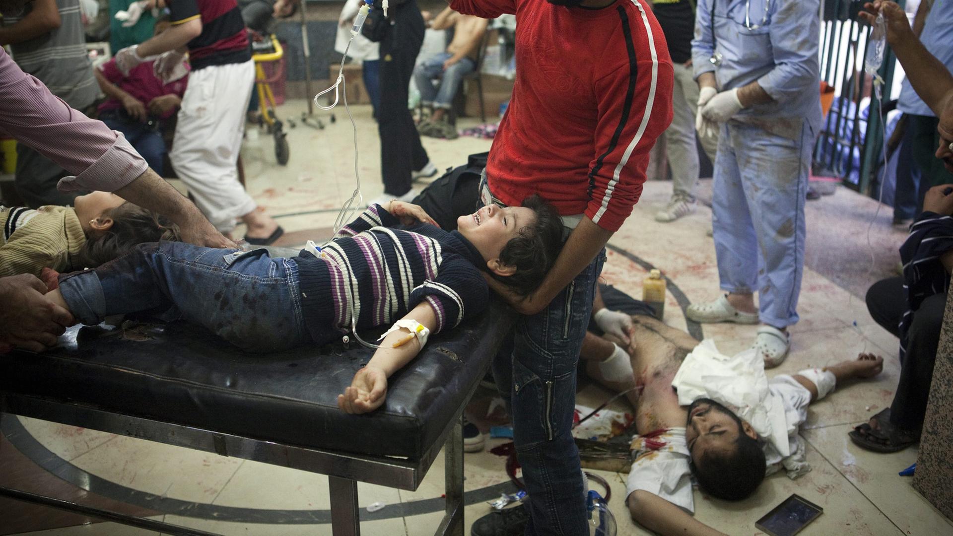 Verletzte im Dar al Shifa Krankenhaus in Aleppo, Syrien, aufgenommen 2012