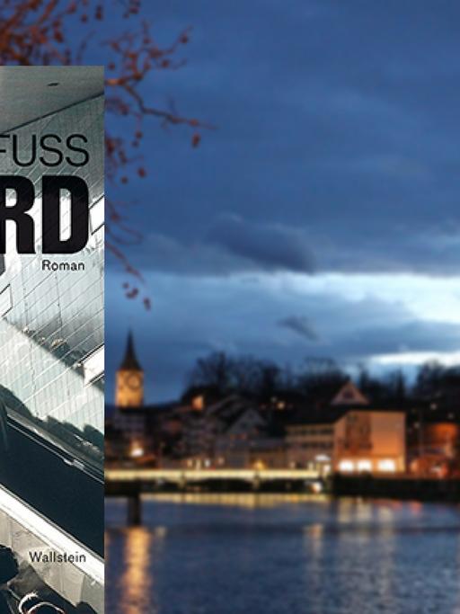 Buchcover "Hagard" von Lukas Bärfuss. Im Hintergrund eine Ansicht von Zürich in der Abenddämmerung.