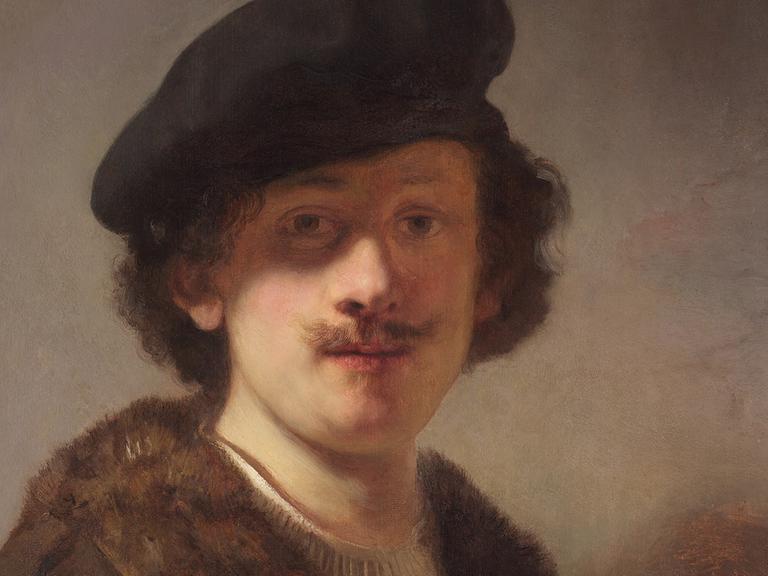 Ein Rembrandt-Gemälde: "Selbstporträt mit verschatteten Augen" ("Self-portrait with shaded eyes"), 1634.