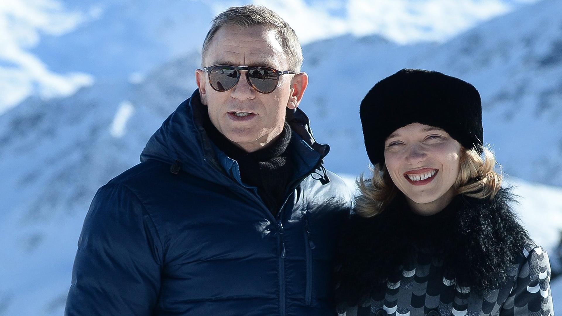 Daniel Craig und Lea Seydoux bei den Dreharbeiten in Sölden.