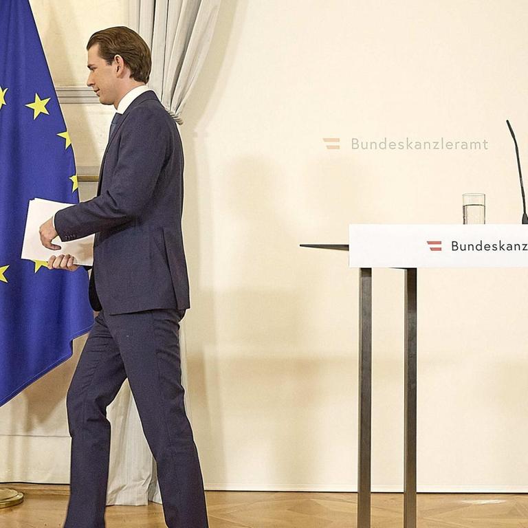 Bundeskanzler Sebastian Kurz bei einem Statement zu seinem Rücktritt.