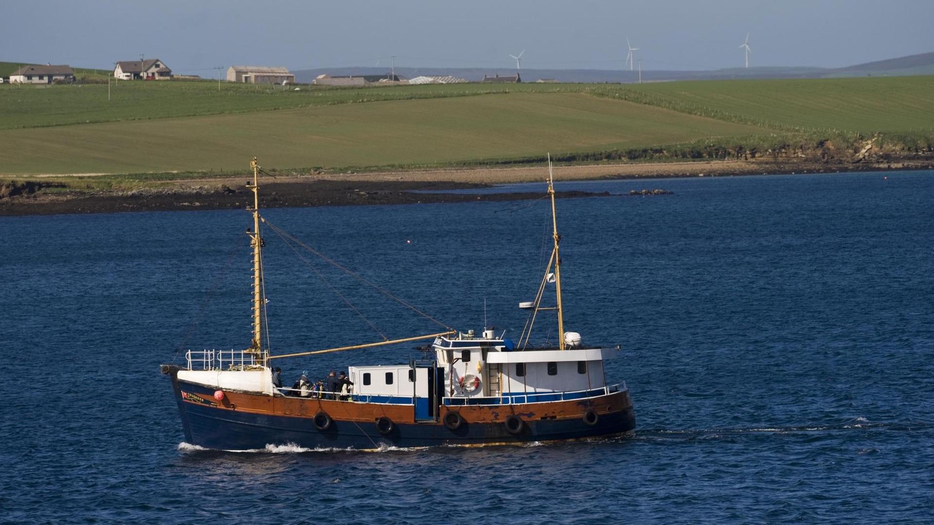 Fischerboot vor den schottischen Orkney Inseln