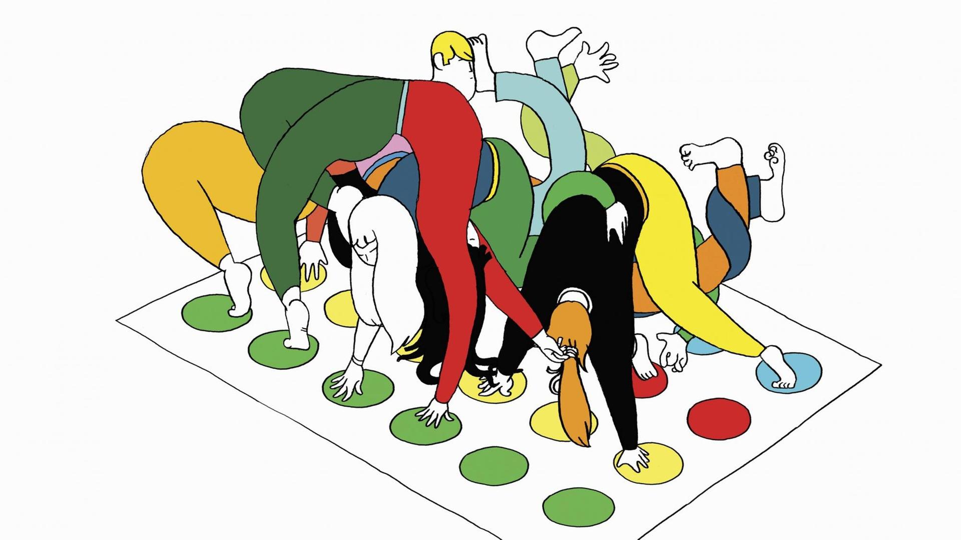 Menschen spielen Twister (Illustration)