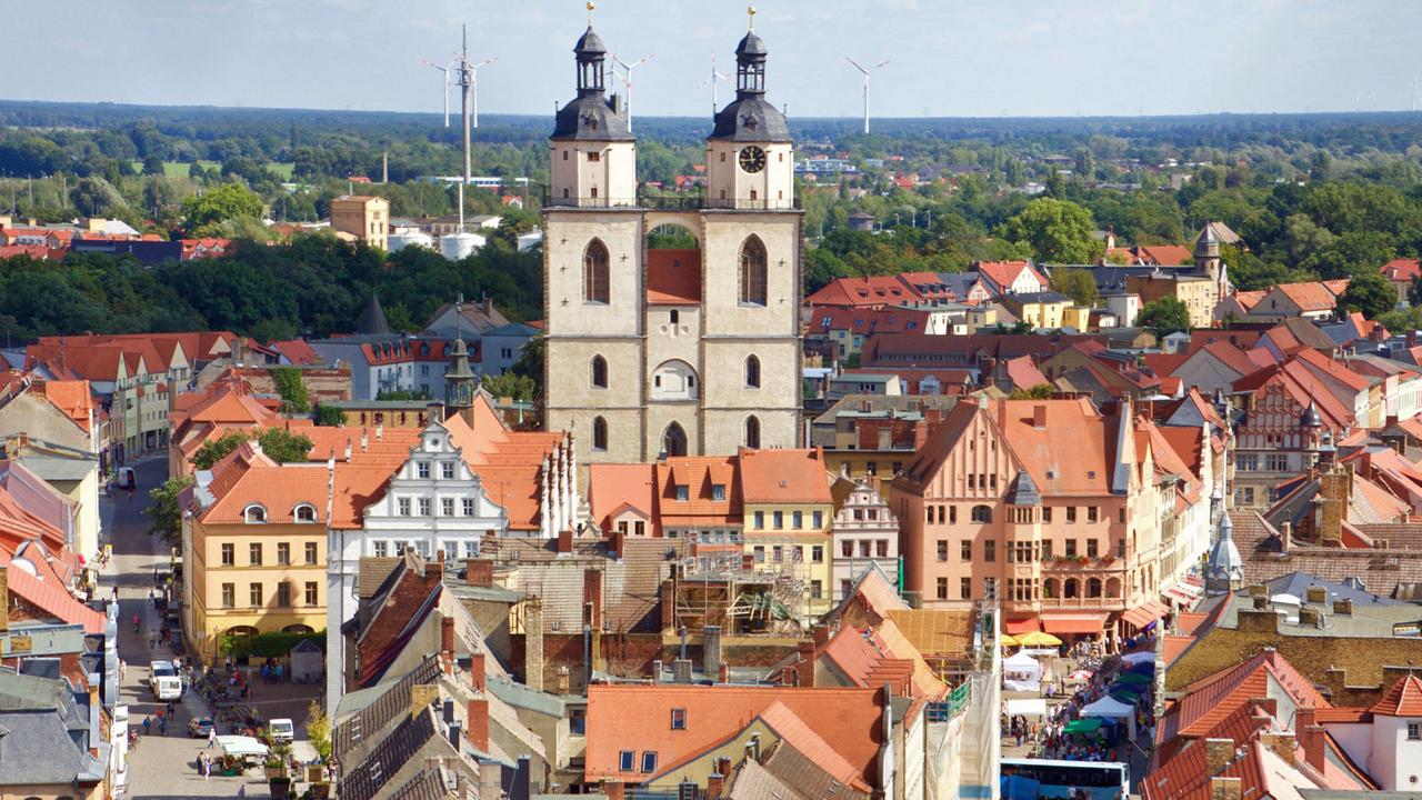 Blick über Wittenberg vom Turm der Schlosskirche