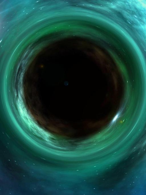 Computergrafik eines schwarzen Lochs im Weltall.