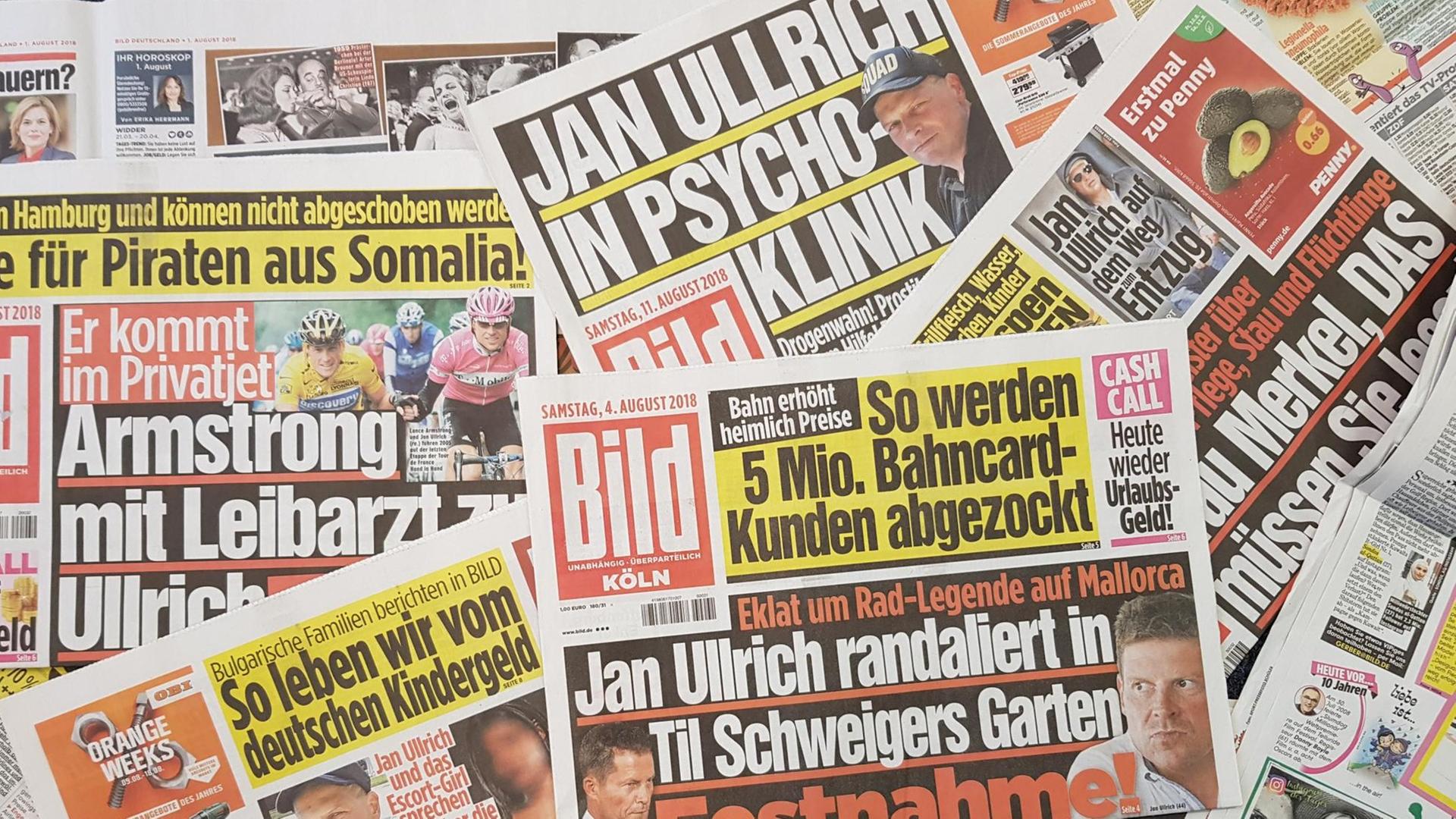 BILD-Titelseiten mit Schlagzeilen über Jan Ullrich