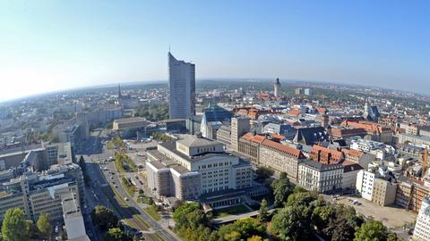 Blick über das Zentrum von Leipzig.