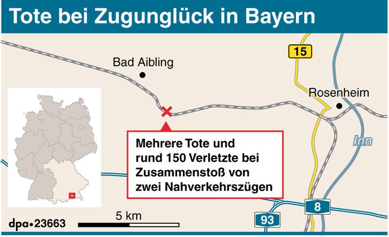 Übersichtskarte zum Zugünglück in Bad Aibling