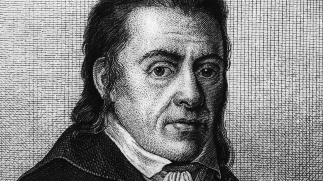 Ein Schwarzweiß-Bild zeigt einen zeitgenössischen Stahlstich des Pädagogen und Sozialreformers Johann Heinrich Pestalozzi