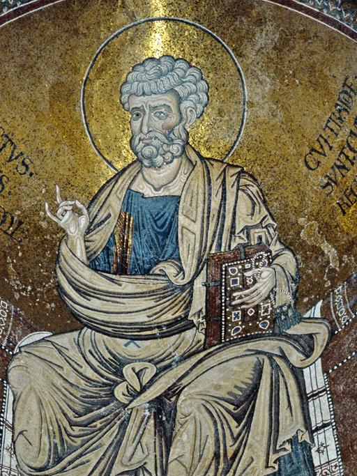 Mosaik des Apostels Petrus im Dom von Monreal