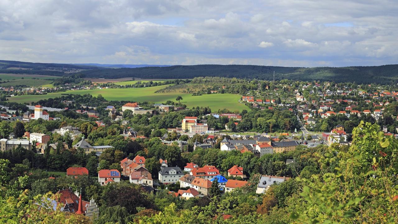 Panoramaaufnahme von Pößneck in Thüringen