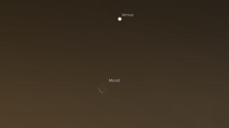 Venus und Mondsichel beim zweiten Treffen dieses Monats