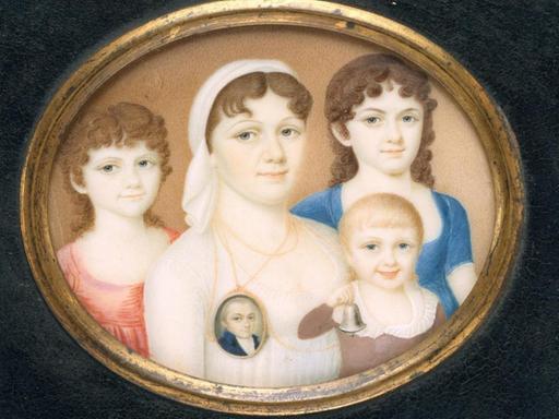 Gemälde einer Mutter mit ihren drei Kindern