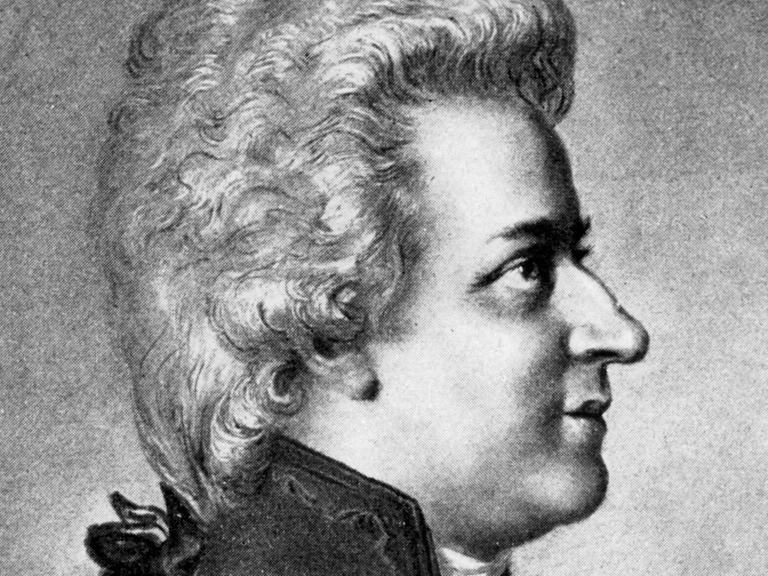Der österreichische Komponist Wolfgang Amadeus Mozart nach einem zeitgenössischen Gemälde