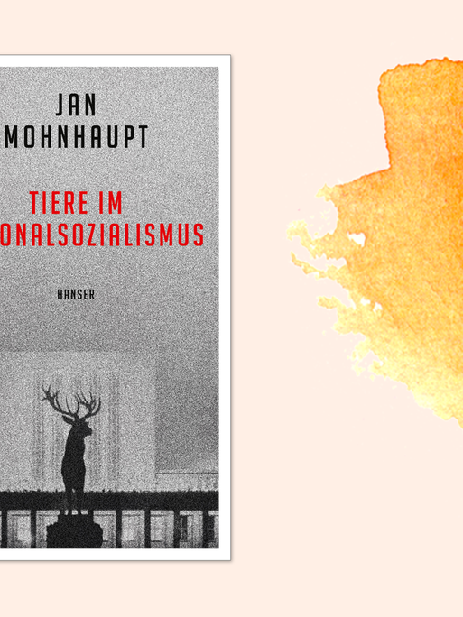 Buchcover zu "Tiere im Nationalsozialismus" von Jan Mohnhaupt auf orangefarbenem Aquarellhintergrund.