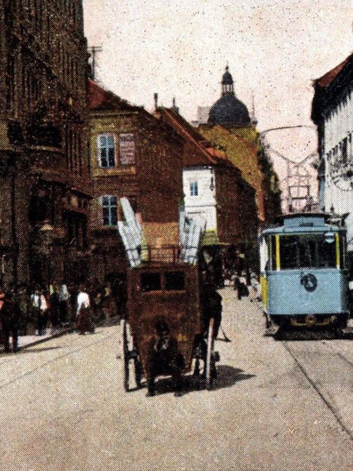Straßenszene im Zagreb der Dreißiger Jahre