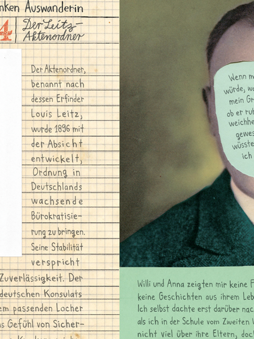 Zwei Buchseiten aus "Heimat" von Nora Krug (Collage)