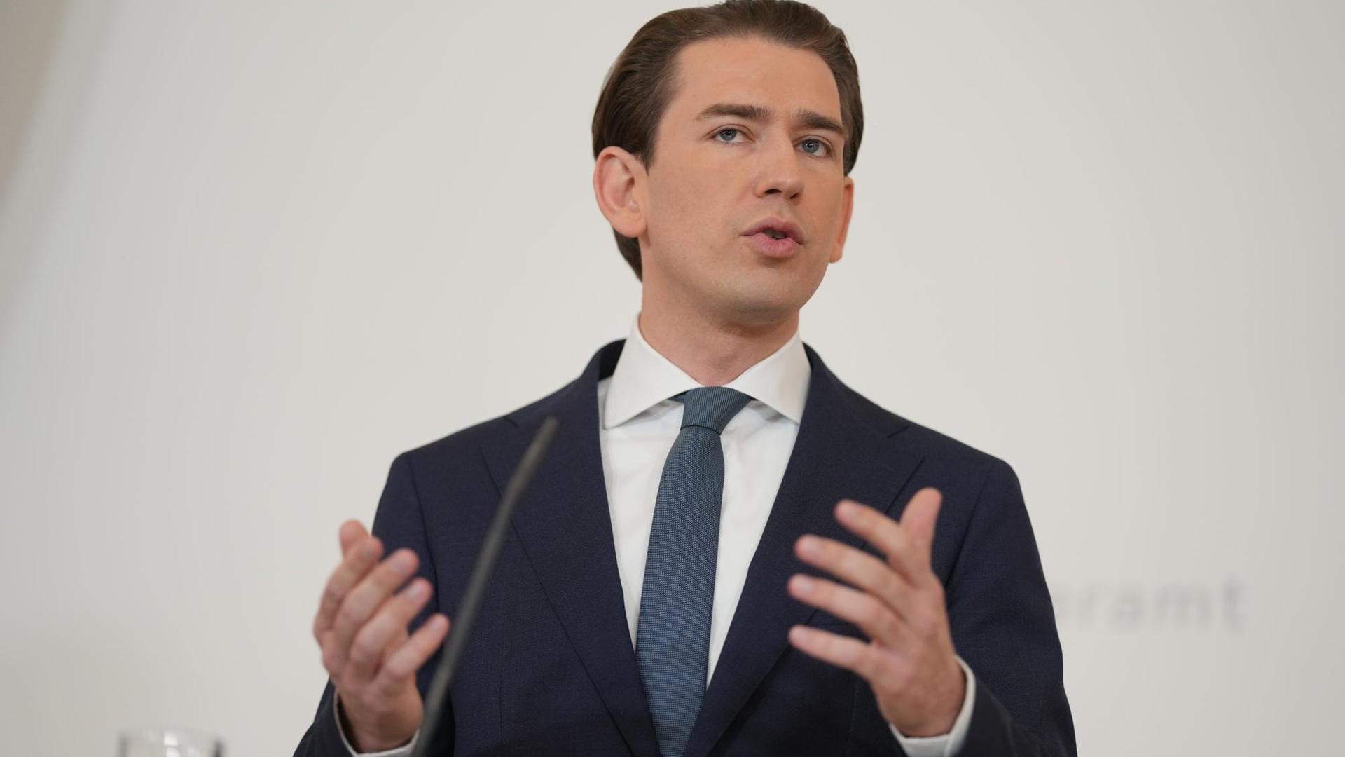 Sebastian Kurz bei seiner Rücktrittsrede am 9.10.21. Sebastian Kurz bei seiner Rücktrittsrede am 9.10.21.