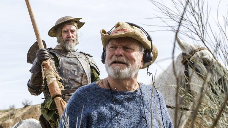 Jonathan Pryce als Don Quijote und Terry Gilliam (davor mit Kopfhörern).
